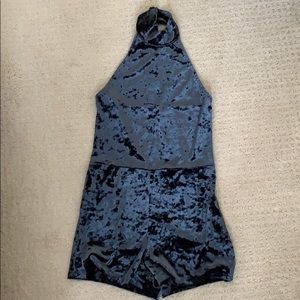 June & Hudson blue velvet romper